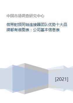 微帶射頻同軸連接器團(tuán)隊(duì)優(yōu)勢(shì)十大品牌都有誰(shuí)圖表 公司基本信息表